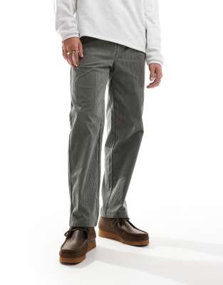 Only & Sons Loose Fit Cord Pants In Washed Green-gray