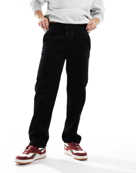 Only & Sons loose fit cord pants with elasticated waist in black - view 1