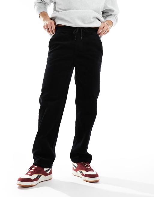 Relaxed Fit Corduroy Pants - Black - Men