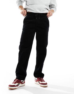 ONLY & SONS loose fit cord trouser with elasticated waist in black