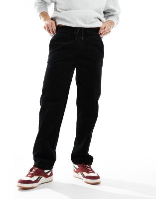 ONLY & SONS loose fit cord trouser with elasticated waist in black - view 1