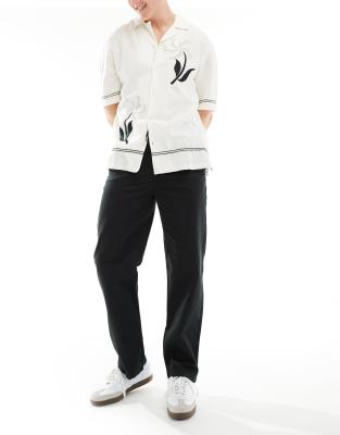 Only & Sons Linen Mix Loose Fit Pants In Black In Black