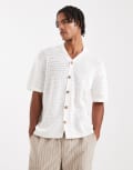 [ONLY & SONS] ONLY & SONS loose fit crochet shirt in cream-White XL Cloud dancer
