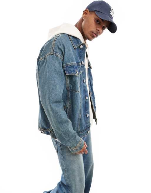 Only Sons loose fit denim jacket in medium blue