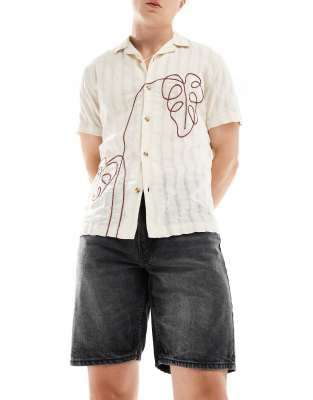 Only & Sons Loose Fit Denim Shorts With Abrasions In Light Wash Blue