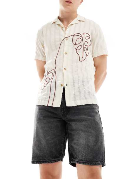 ONLY & SONS loose fit denim short in washed black - view 1