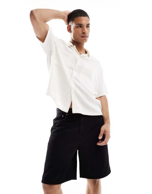 ONLY & SONS loose fit denim short in black