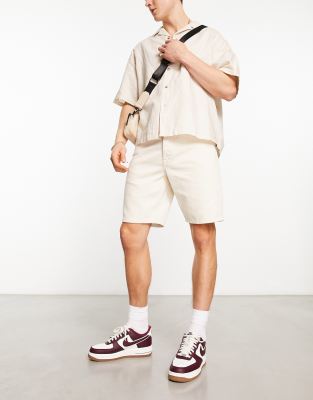 Only & Sons Loose Fit Carpenter Denim Short In Ecru-neutral In White