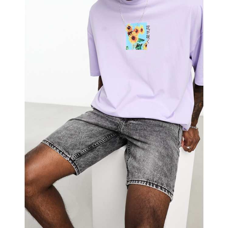 Only & Sons loose fit denim shorts in gray wash | ASOS