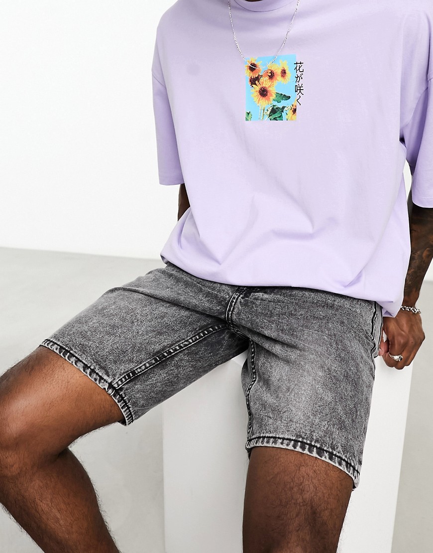 ONLY & SONS loose fit denim shorts in grey wash