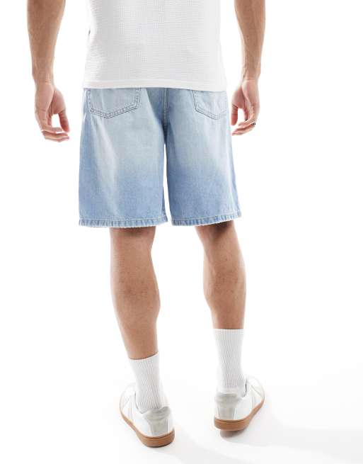 ONLY & SONS loose fit denim short in light blue wash
