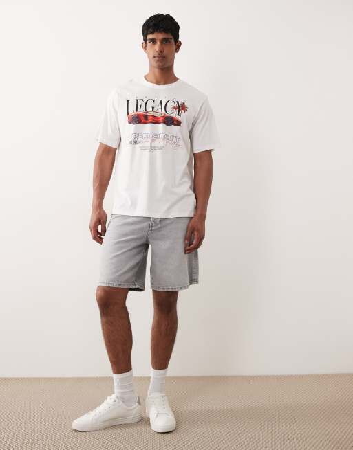 ONLY & SONS loose fit denim shorts in light gray wash, 2 of 5