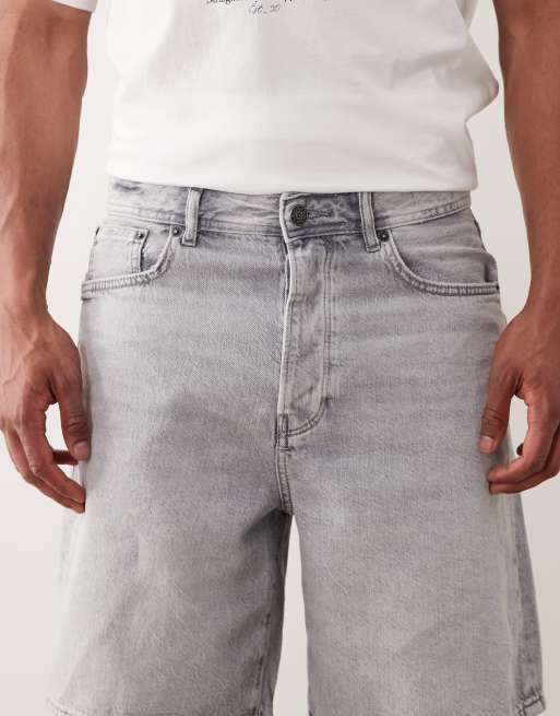 ONLY & SONS loose fit denim shorts in light gray wash, 4 of 5