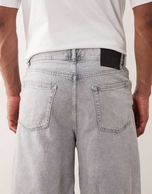 ONLY & SONS loose fit denim shorts in light gray wash, 5 of 5