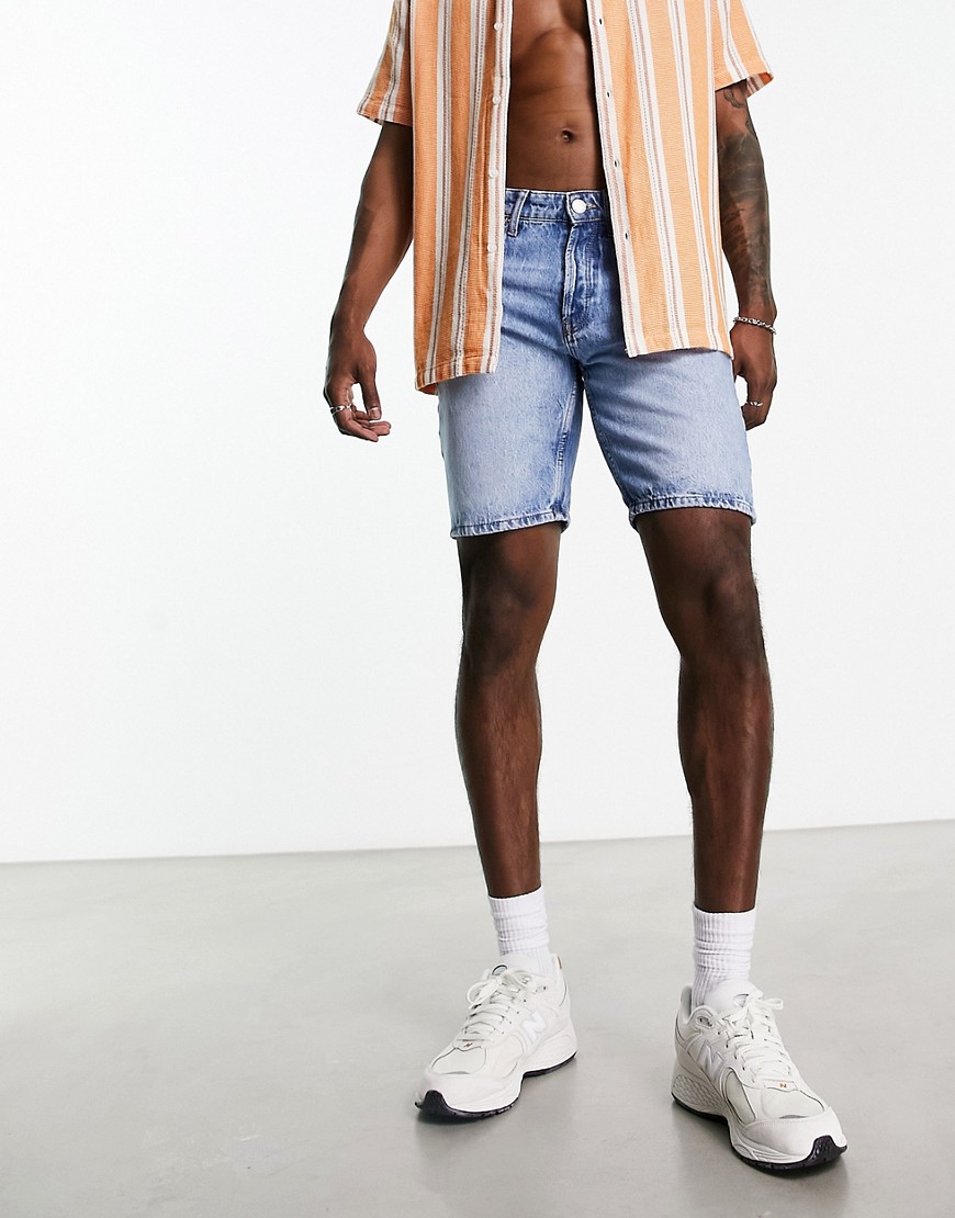 ONLY & SONS loose fit denim shorts in light wash-Blue