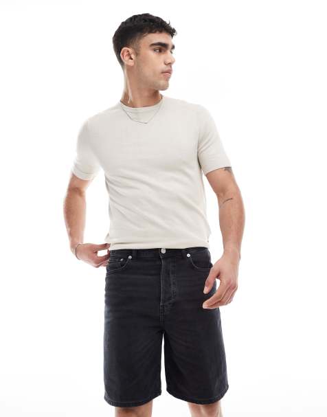 Only & Sons loose fit denim shorts in washed black - view 1