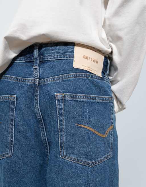 ONLY & SONS loose fit jeans in dark blue wash, 5 of 9