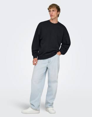 SONS - Loose-Fit-Jeans in Hellblau Blau W31 L32