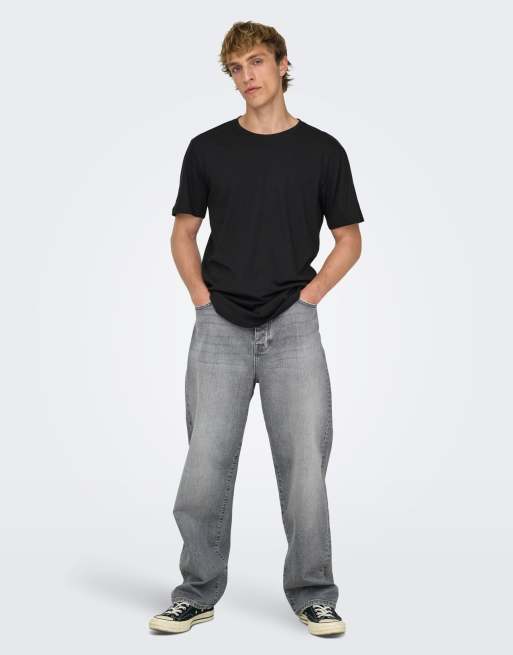 ONLY & SONS – Loose-Fit-Jeans in Hellgrau, 6 von 7