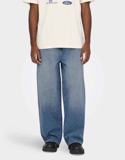 ONLY & SONS Loose-fit jeans in medium blue denim - view 1