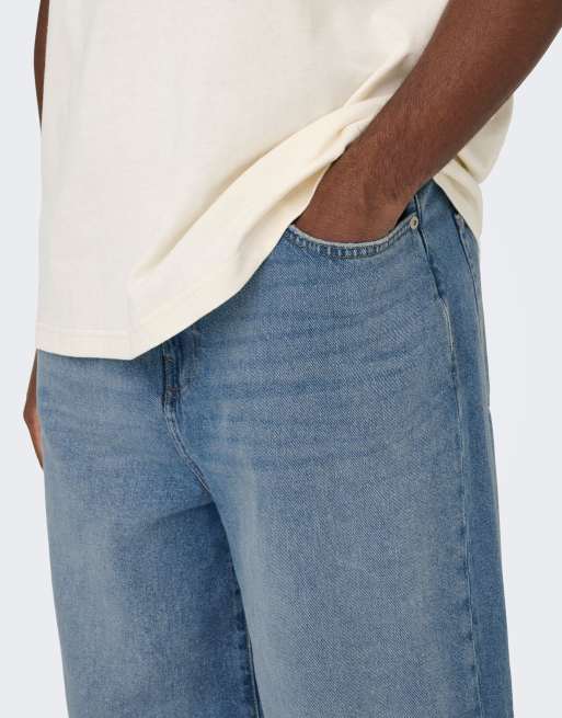 ONLY & SONS Loose-fit jeans in medium blue denim, 4 of 7