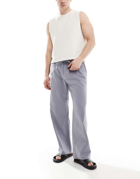 ONLY & SONS loose fit linen mix pants in washed gray - view 1