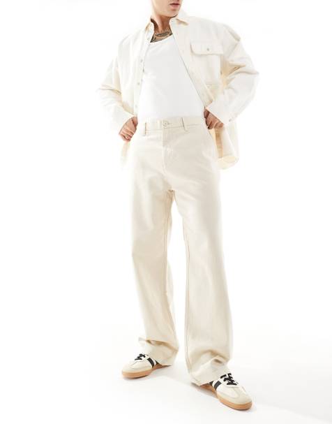ONLY & SONS loose fit linen pants in ecru - view 1