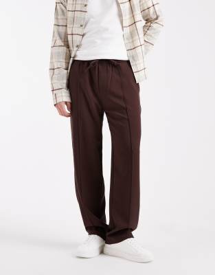 Only & Sons Loose Fit Pintuck Pants In Brown