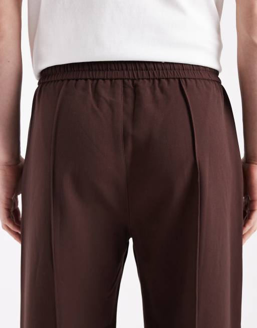 ONLY & SONS loose fit pintuck pants in brown, 4 of 5