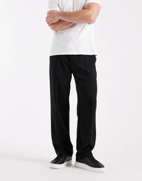 ONLY & SONS loose fit pintuck trouser in black - view 1