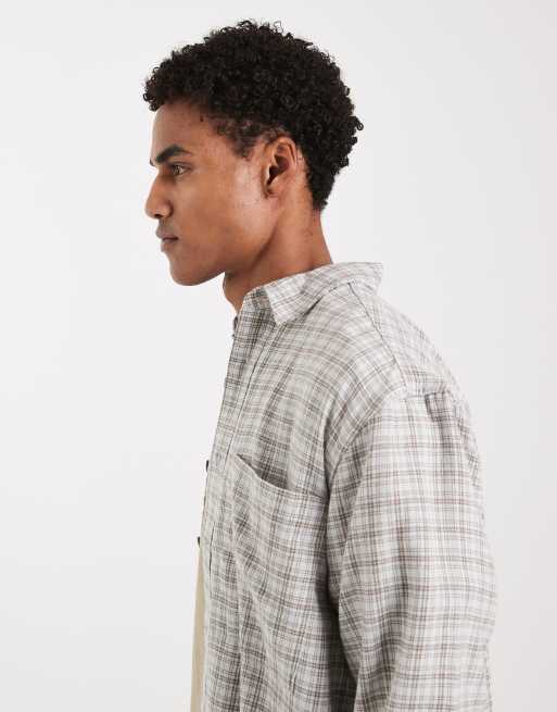 ONLY & SONS loose fit shirt in beige plaid, 5 of 5