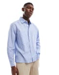 [ONLY & SONS] ONLY & SONS loose fit shirt in blue stripe-Orange XL Brunnera blue