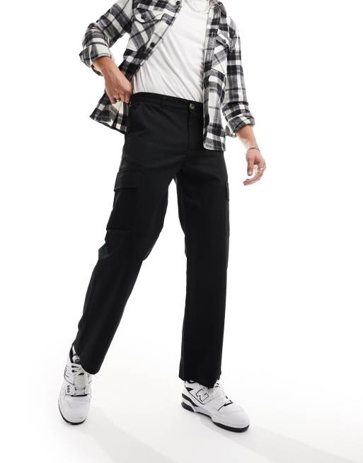 Only & Sons loose fit smart cargos in black  