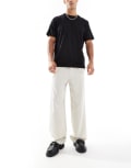 [ONLY & SONS] ONLY & SONS loose fit tailored pants in cream-White W29 L34 Moonstruck