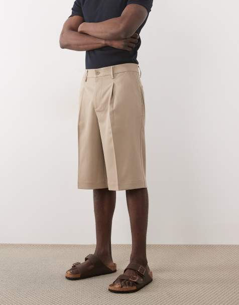 ONLY & SONS loose fit tailored shorts in beige - view 1