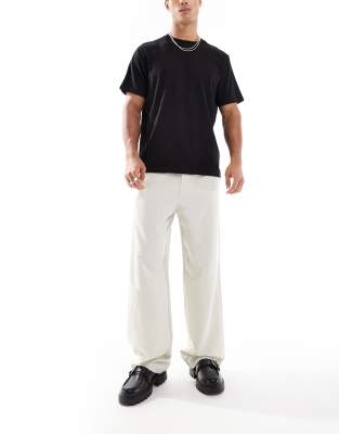 ONLY & SONS loose fit tailored trouser in cream-White