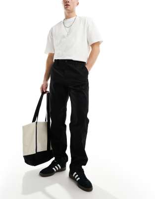 loose fit worker chinos in black