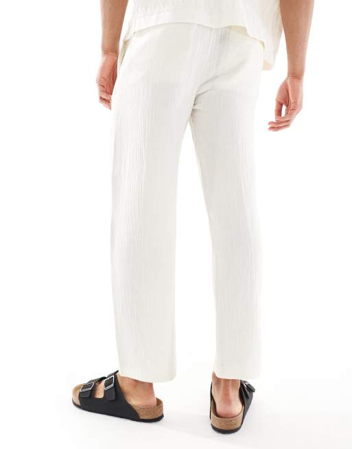 ONLY & SONS - Losvallende broek met textuur in crème, deel van co-ord set, 3 van 5