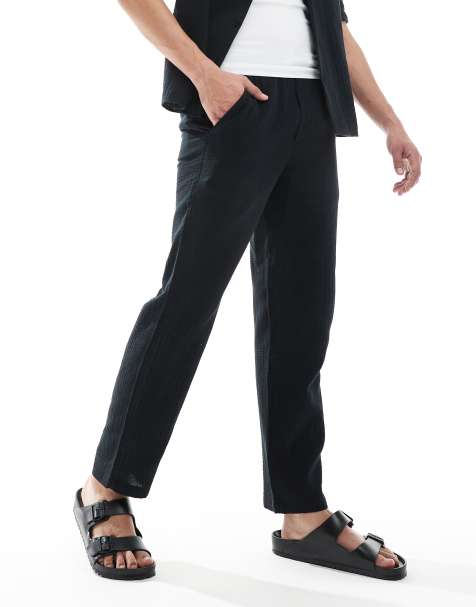 ONLY & SONS - Losvallende broek met textuur in zwart, deel van co-ord set - view 1