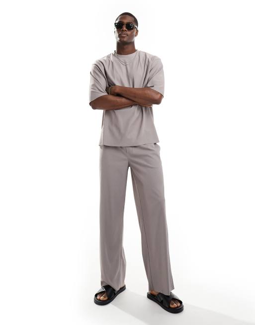 Only & Sons - Losvallende plissé broek met elastische taille in grijs, deel van co-ord set