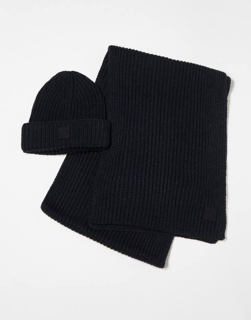 Only & Sons - Lot de 2 écharpe et bonnet - Bleu marine 