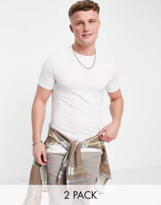 Only & Sons 2 pack crew neck t-shirts in white - ASOS Price Checker