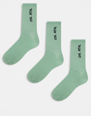 Only & Sons - Lot de 3 paires de chaussettes de tennis - Sauge-Vert