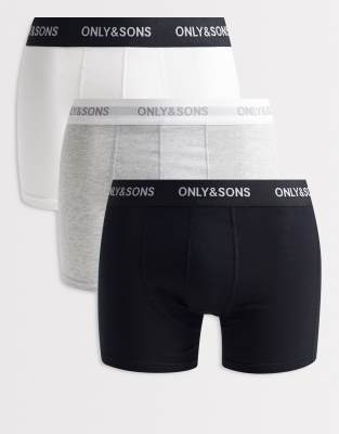 Only & Sons - Lot de 3 boxers - Noir/gris/blanc