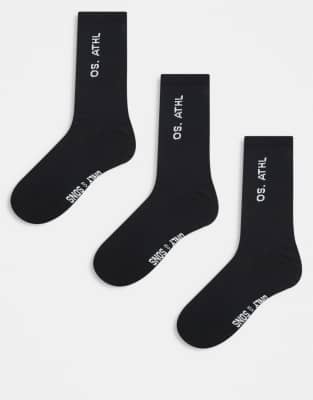 ONLY & SONS - Lot de 3 paires de chaussettes à inscription - Noir/blanc