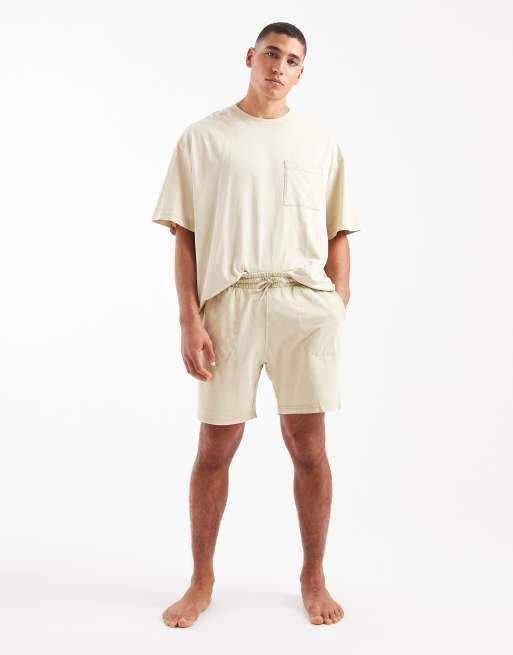 ONLY & SONS lounge shorts in cream (part of a set), 3 of 5