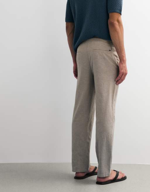 ONLY & SONS - Løstsiddende lysebrune bukser i hørblanding, 3 af 7