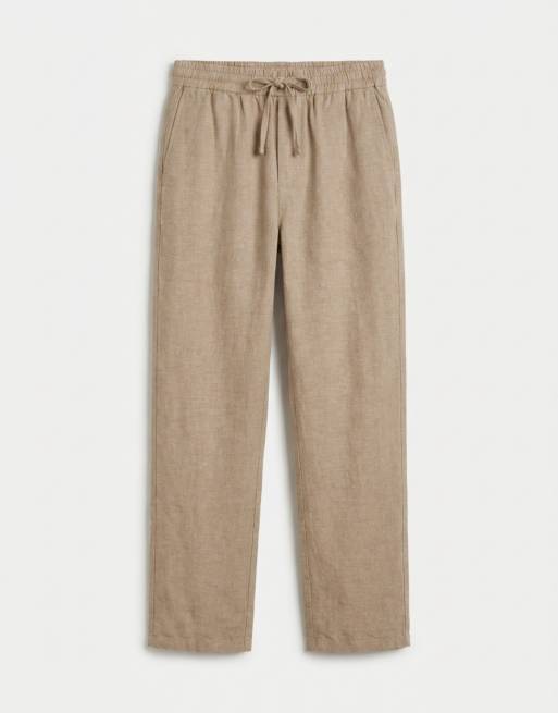 ONLY & SONS - Løstsiddende lysebrune bukser i hørblanding, 6 af 7