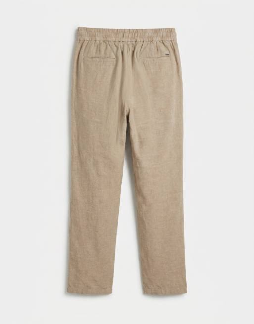 ONLY & SONS - Løstsiddende lysebrune bukser i hørblanding, 7 af 7