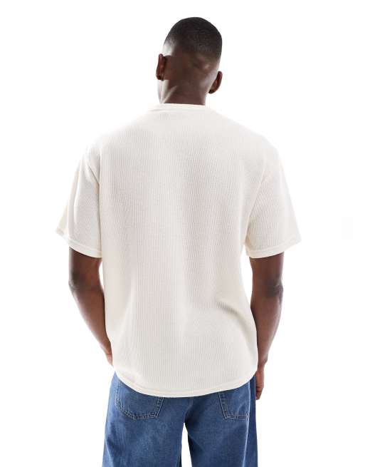 Only & Sons – Luźny fakturowany T-shirt w kolorze ecru, 5 z 5